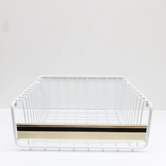 Whirlpool Refrigerator Freezer Basket White Gold Metal Trim Vintage 15x12x4.5 - Picture 1 of 5